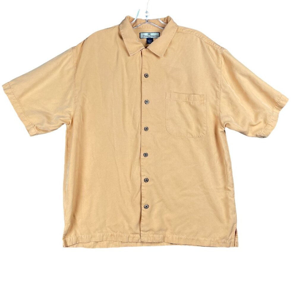 Tommy Bahama Mens Silk Shirt Size L Hawaiian Dad Travel Vacation Beach Casual